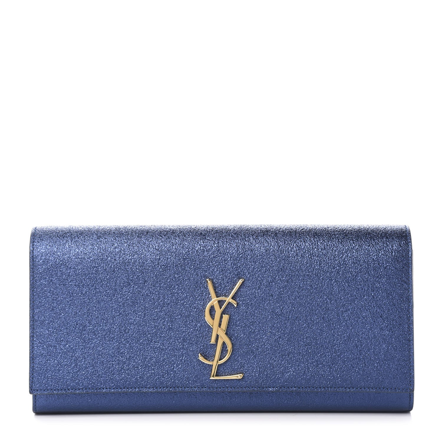 Saint Laurent Metallic Calfskin Monogram Kate Clutch Navy 1 of 9