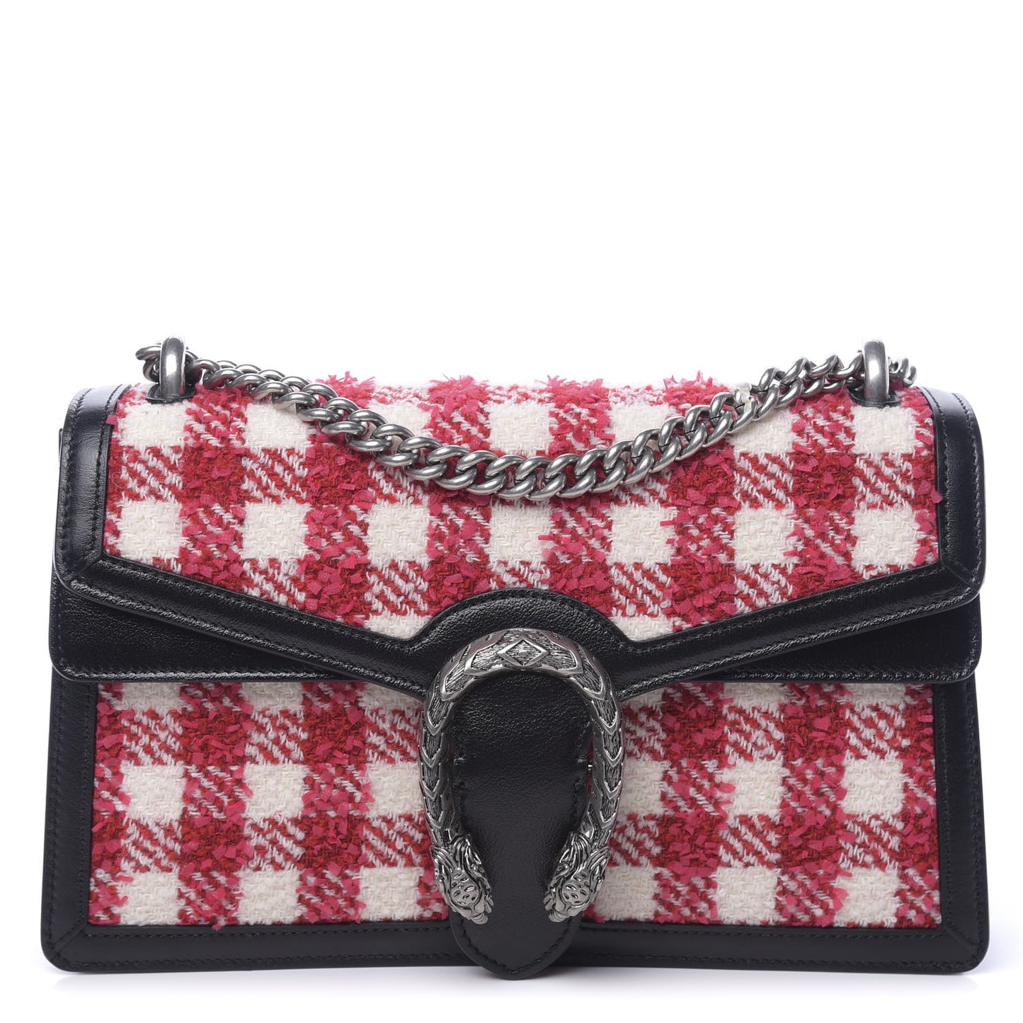 Tweed Check Small Dionysus Shoulder Bag Black Red