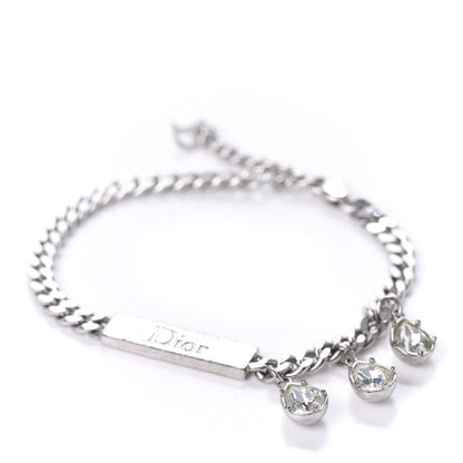 Christian Dior Metal Crystal Logo Bracelet Silver 4 of 6