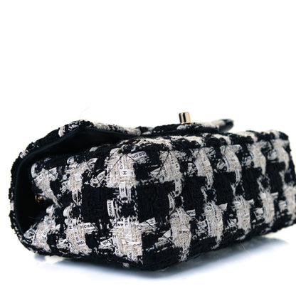 Chanel Tweed Quilted Mini Rectangular Flap Black Ecru White 9 of 11