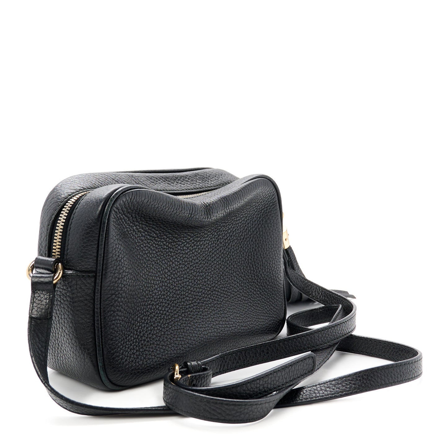 Pebbled Calfskin Small Soho Disco Bag Black