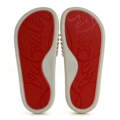 Christian Louboutin Calfskin Donna Studded Pool Fun Platform Flat Slide Sandals 36 Nude Clear 6 of 10