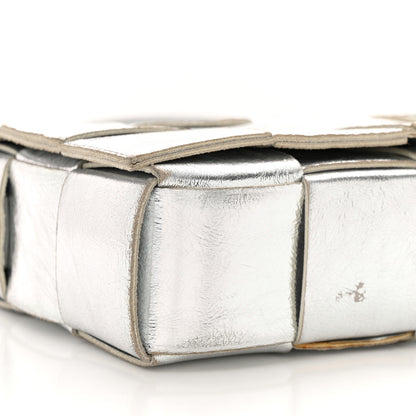 Bottega Veneta Metallic Lambskin Maxi Intrecciato Cassette Crossbody Bag Silver 9 of 13