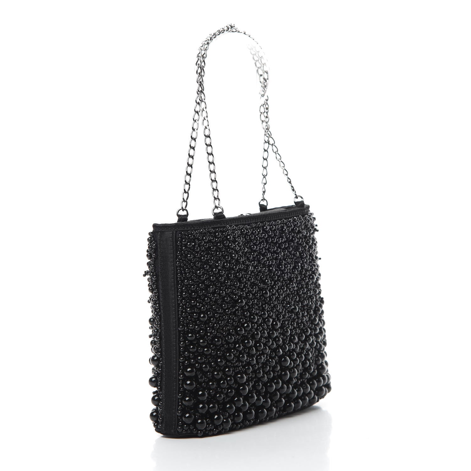 Chanel Satin Beaded CC Evening Bag Black 3 of 12