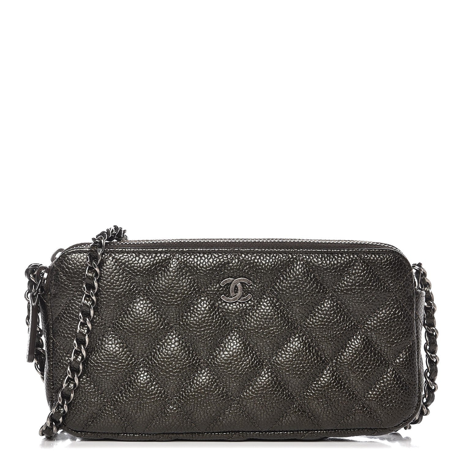 Chanel Caviar Quilted Small Clutch With Chain Dark Charcoal 1 of 9