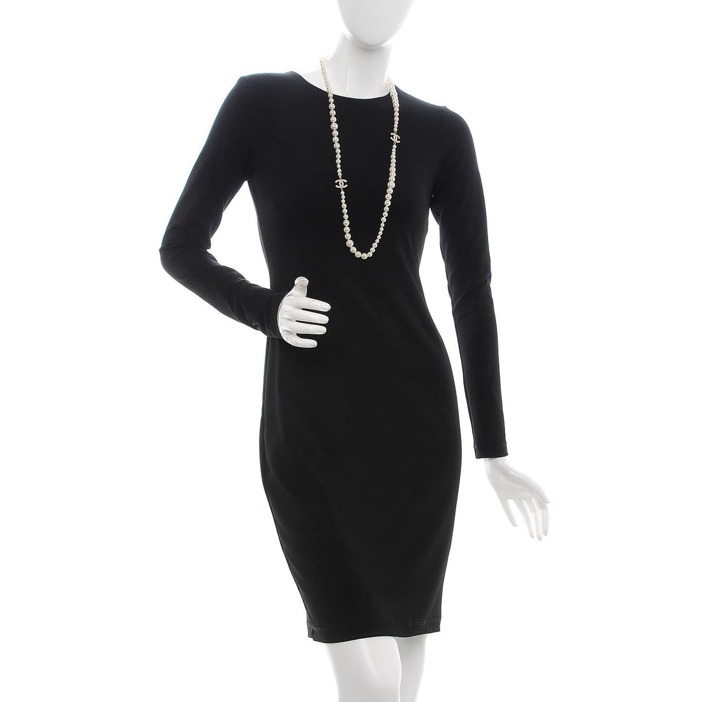 Graduated Pearl CC Long Necklace Gold