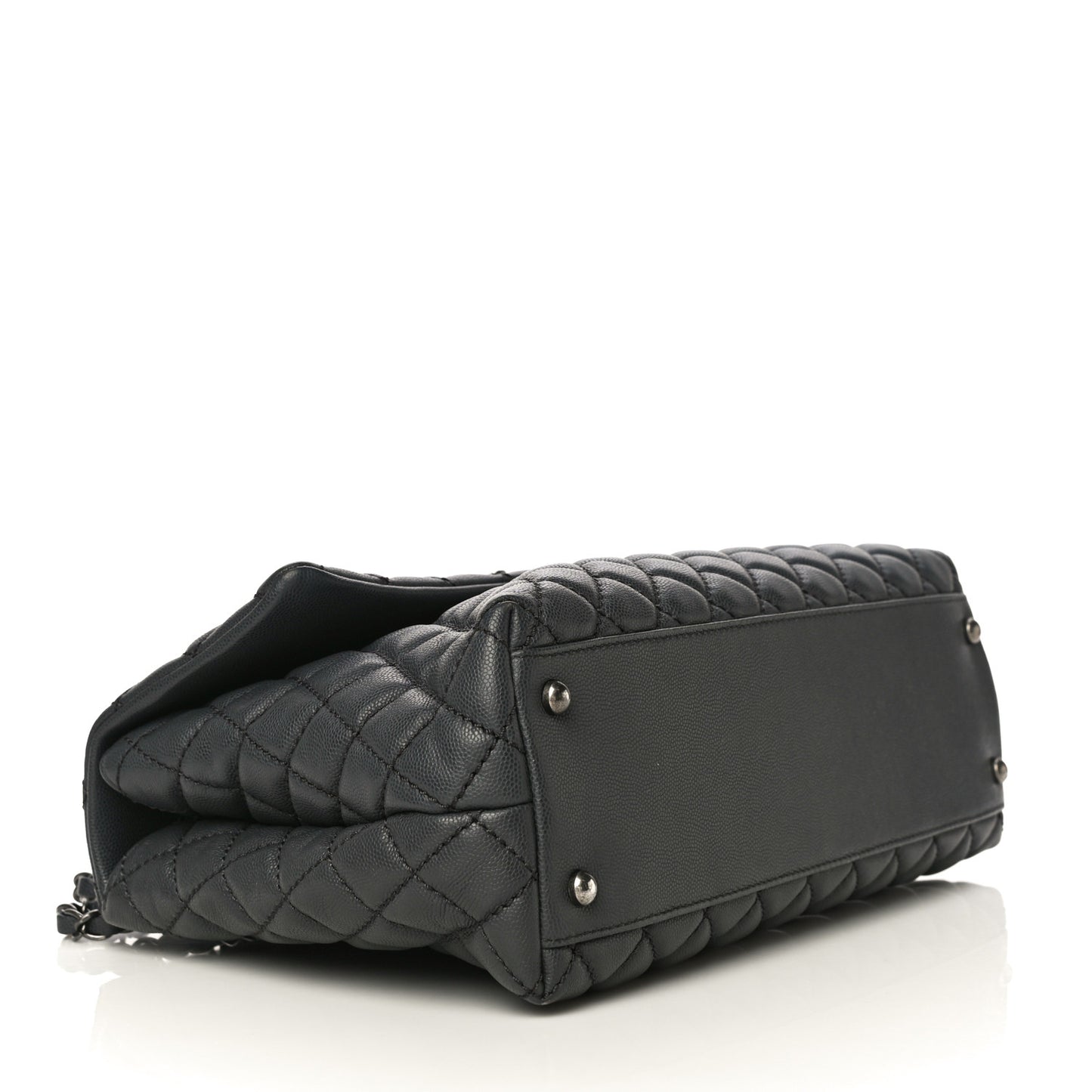 Caviar Quilted Medium Coco Handle Flap Dark Grey