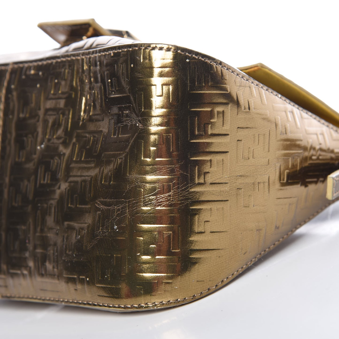 Vitello Mirror FF Embossed Mini Mama Baguette Oro Ambrato