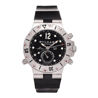 Bulgari Stainless Steel Rubber 38mm Diagono Scuba GMT Automatic Watch Black 1 of 6