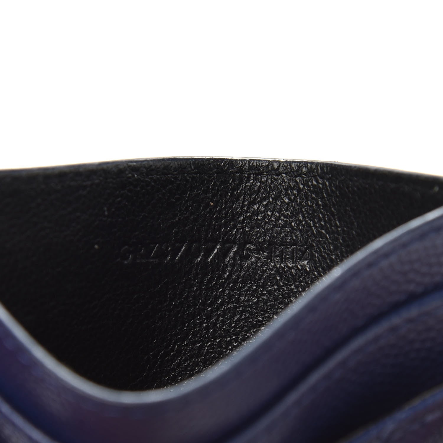 Saint Laurent Grain De Poudre Matelasse Chevron Monogram Credit Card Case Navy 6 of 9
