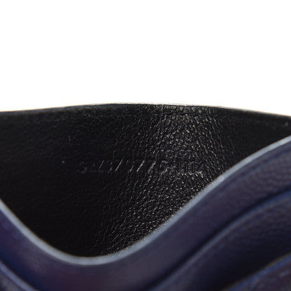 Saint Laurent Grain De Poudre Matelasse Chevron Monogram Credit Card Case Navy 6 of 9