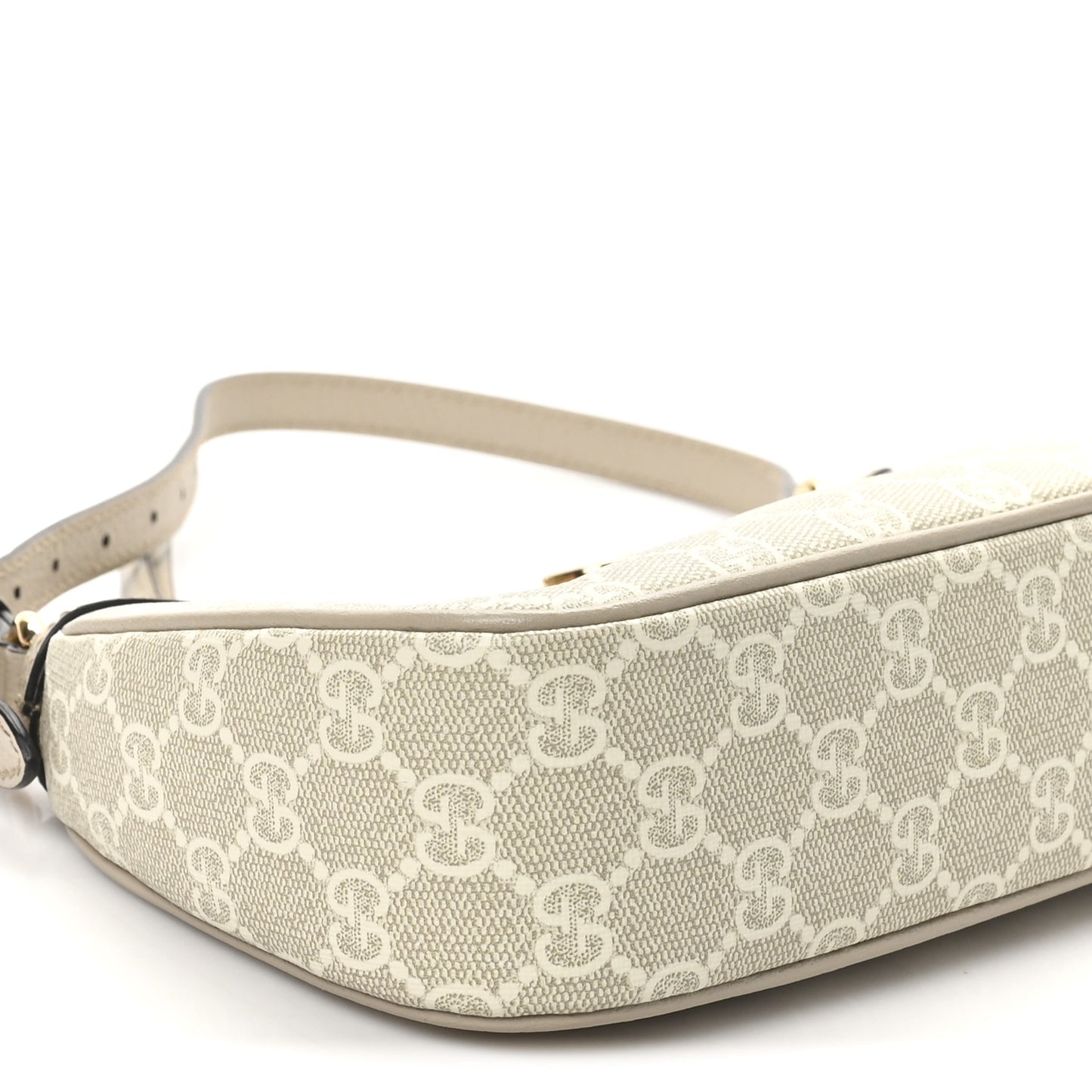GG Supreme Monogram Textured Dollar Calfskin Small Ophidia Hobo Beige Mystic White Oatmeal