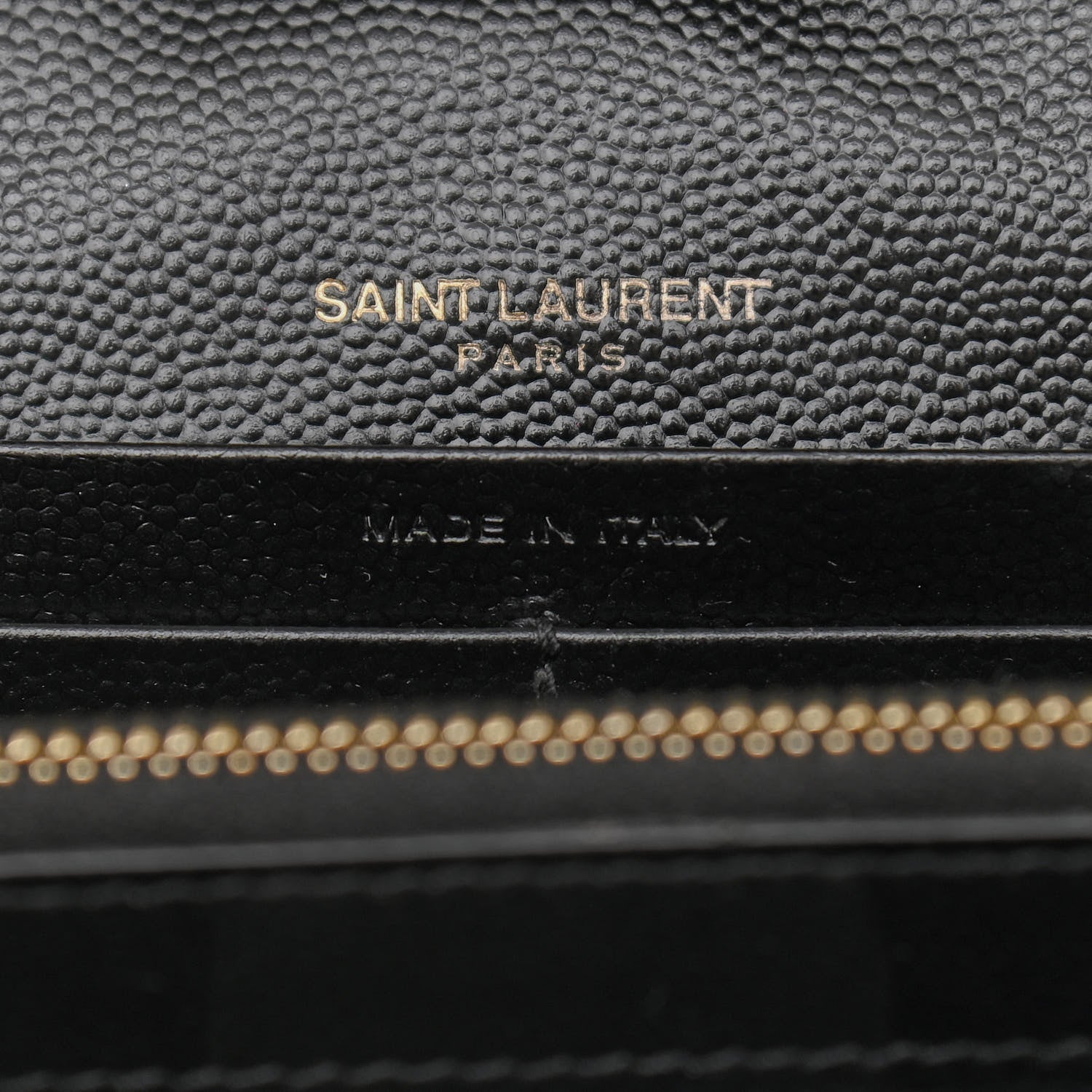 Saint Laurent Grain De Poudre Matelasse Chevron Monogram Chain Wallet Black 7 of 12