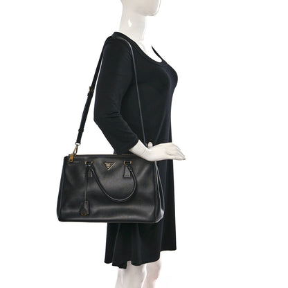 Prada Saffiano Medium Galleria Double Zip Tote Black 2 of 14