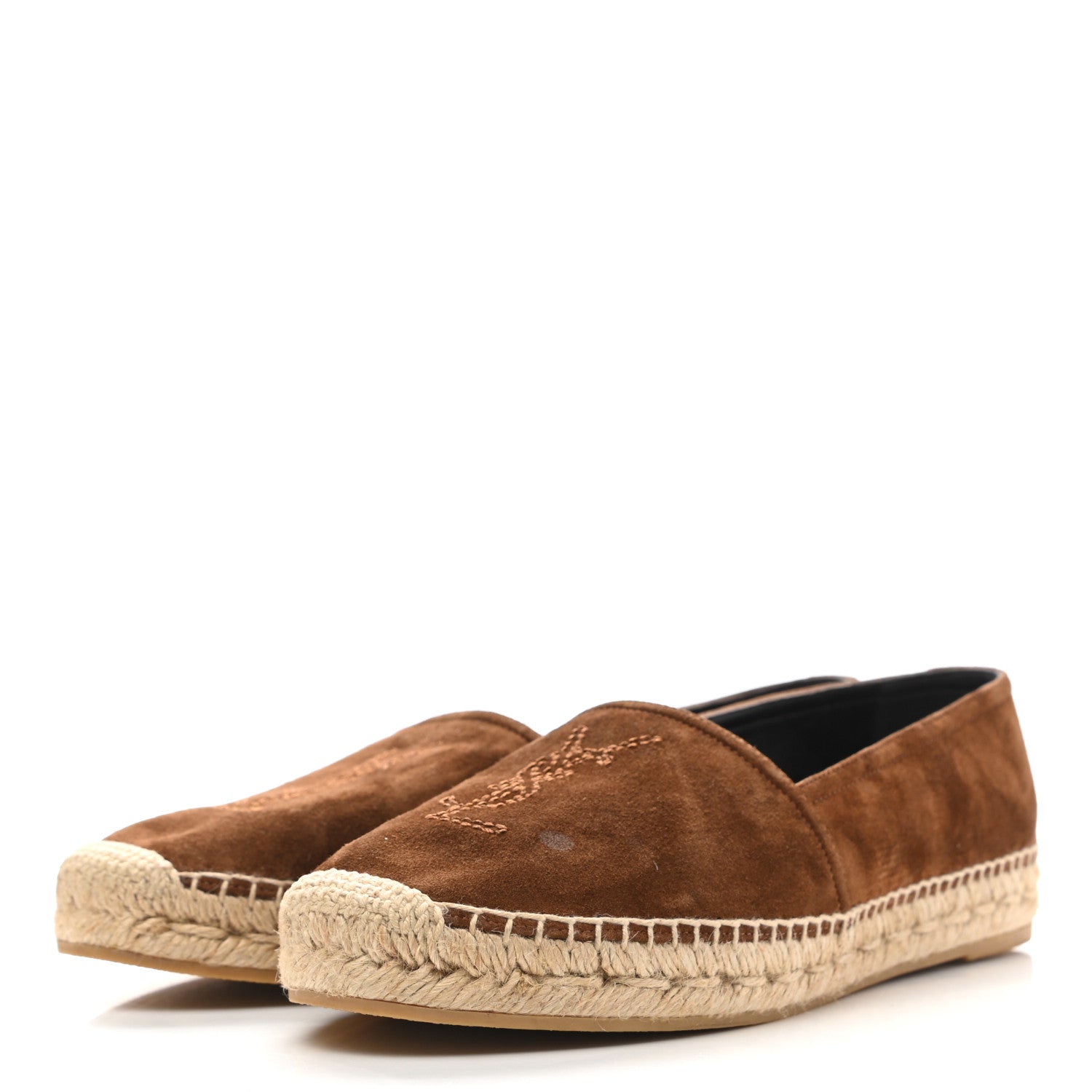 Saint Laurent Suede Monogram Espadrilles 38 Brown 3 of 8