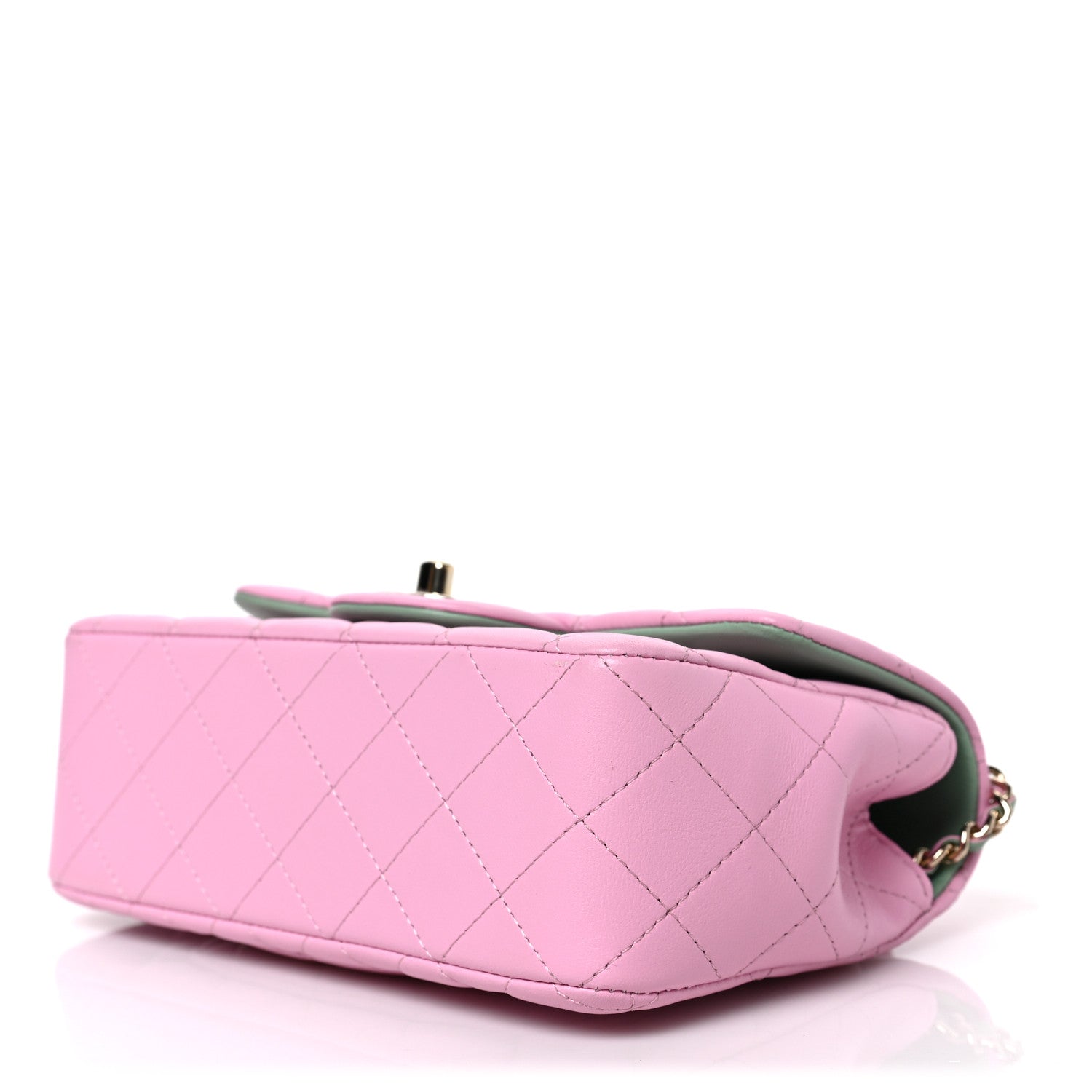 Chanel Lambskin Quilted Bi-Color Mini Top Handle Rectangular Flap Light Lilac Light Green 9 of 9