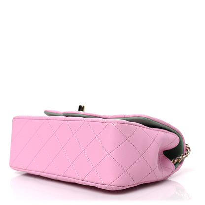 Chanel Lambskin Quilted Bi-Color Mini Top Handle Rectangular Flap Light Lilac Light Green 9 of 9