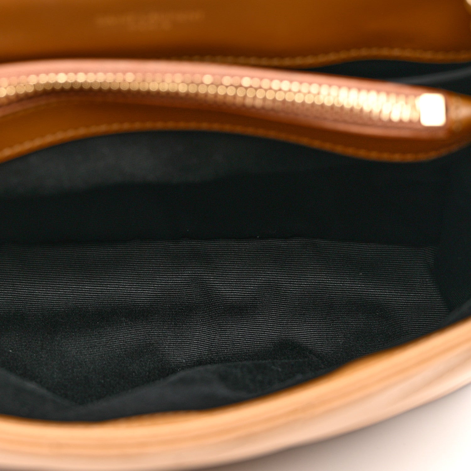 Saint Laurent Calfskin Y Quilted Monogram Small Loulou Chain Satchel Dark Natural 5 of 9