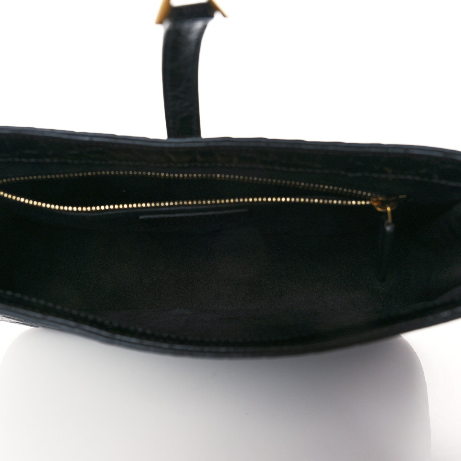 Saint Laurent Calfskin Crocodile Embossed Le 5 A 7 Hobo Black 5 of 10