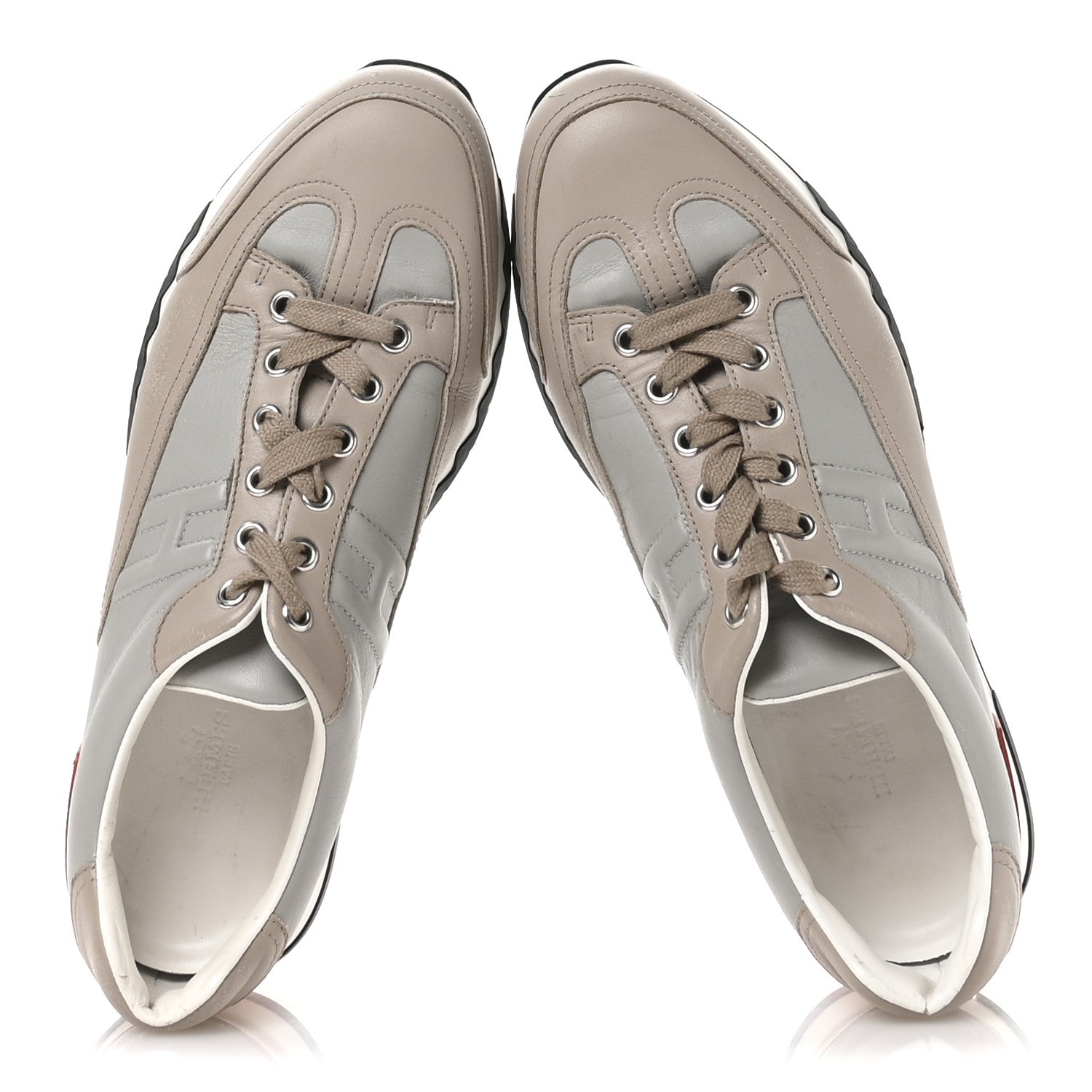 Hermes Calfskin Womens Trail Sneakers 39 Beige Rose Gris Brume 2 of 9