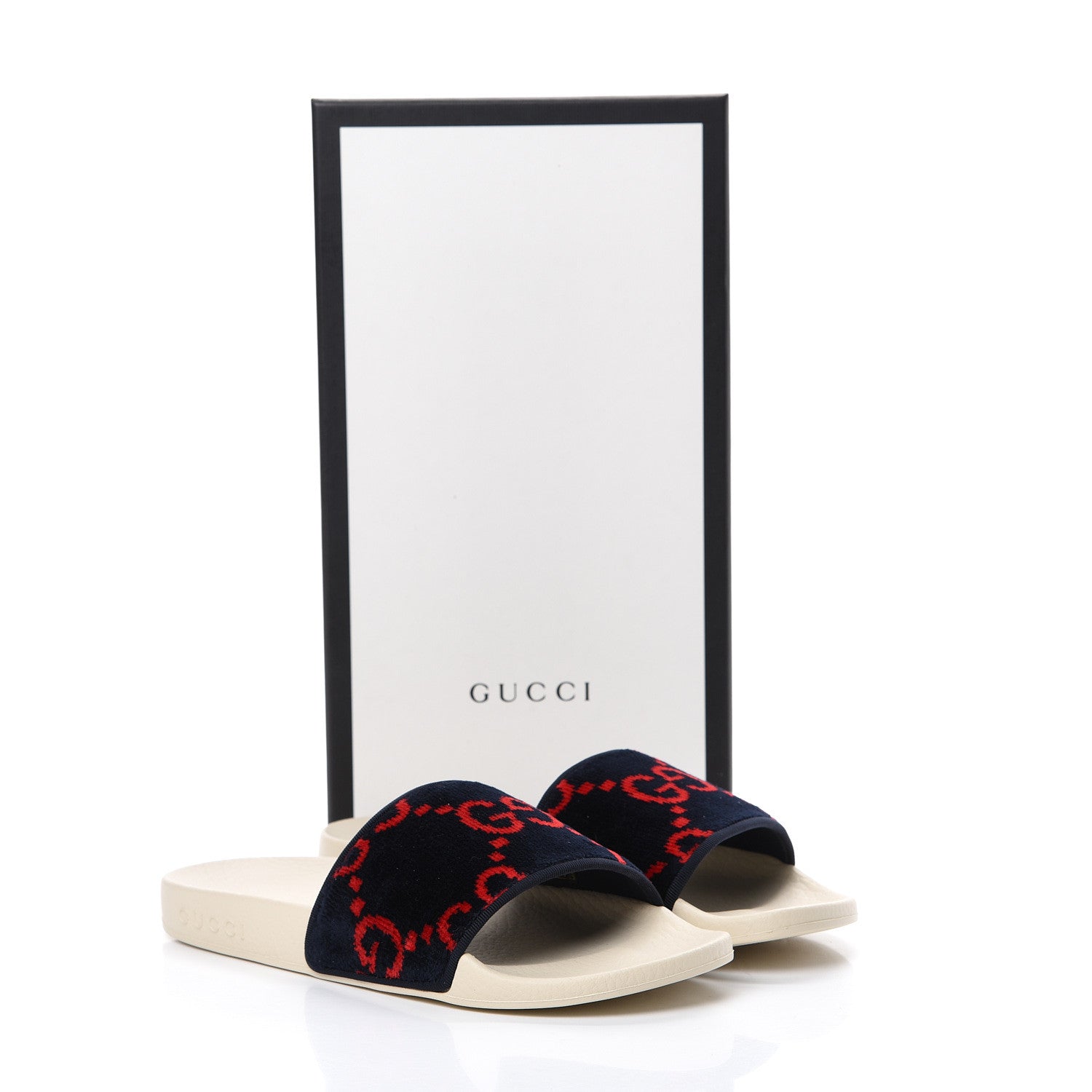 Gucci Terry Cloth GG Monogram Slide Sandals 37 Blue Red 7 of 7