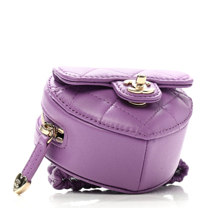 Chanel Lambskin Quilted CC In Love Heart Zipped Arm Coin Purse Purple 4 of 8