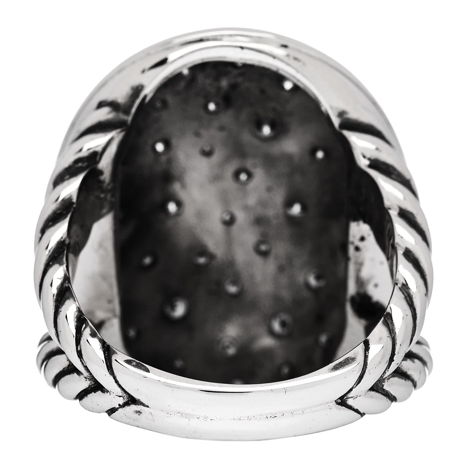 David Yurman Sterling Silver Diamond Midnight Melange Ring 60 9 4 of 6