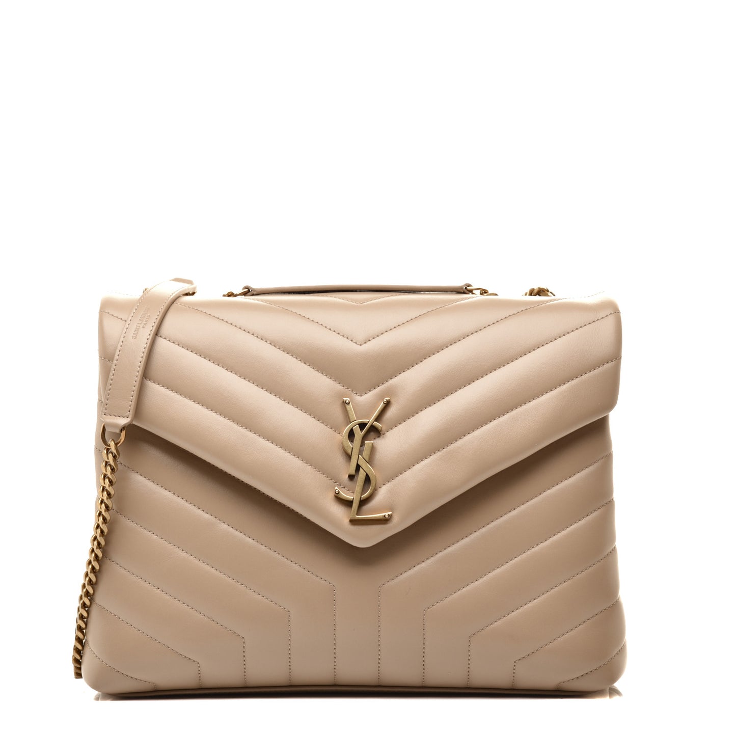 Calfskin Y Quilted Monogram Medium Loulou Chain Satchel Dark Beige