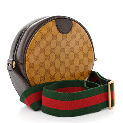 Gucci X ADIDAS Crystal Vintage Monogram Textured Dollar Calfskin Web Trefoil Small Ophidia Round Shoulder Bag Mid Natural Nut Off White New Acero 3 of 10