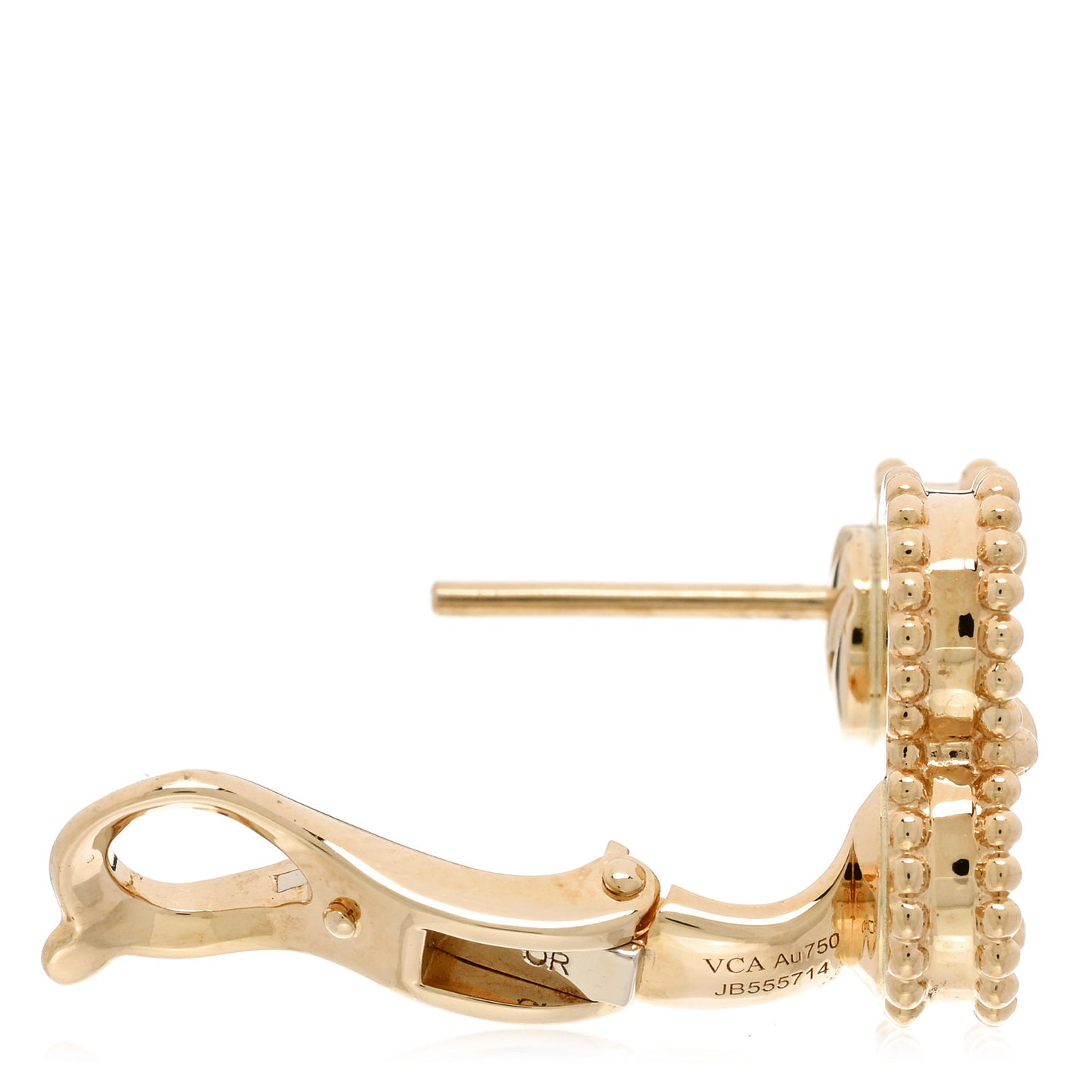 18K Yellow Gold Guilloche Vintage Alhambra Earrings
