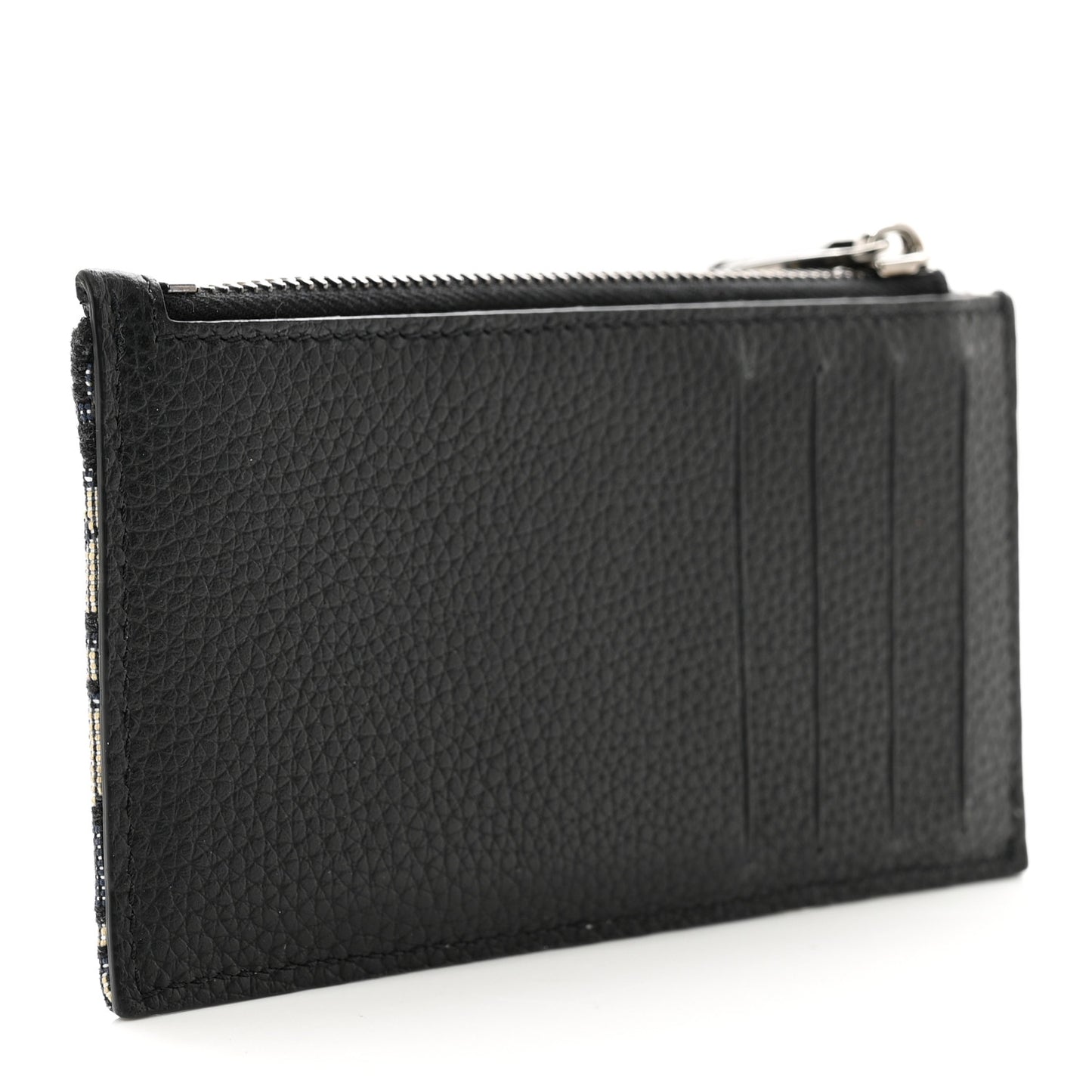 X KENNY SCHARF Oblique Canvas Embroidered Zip Card Holder Charcoal