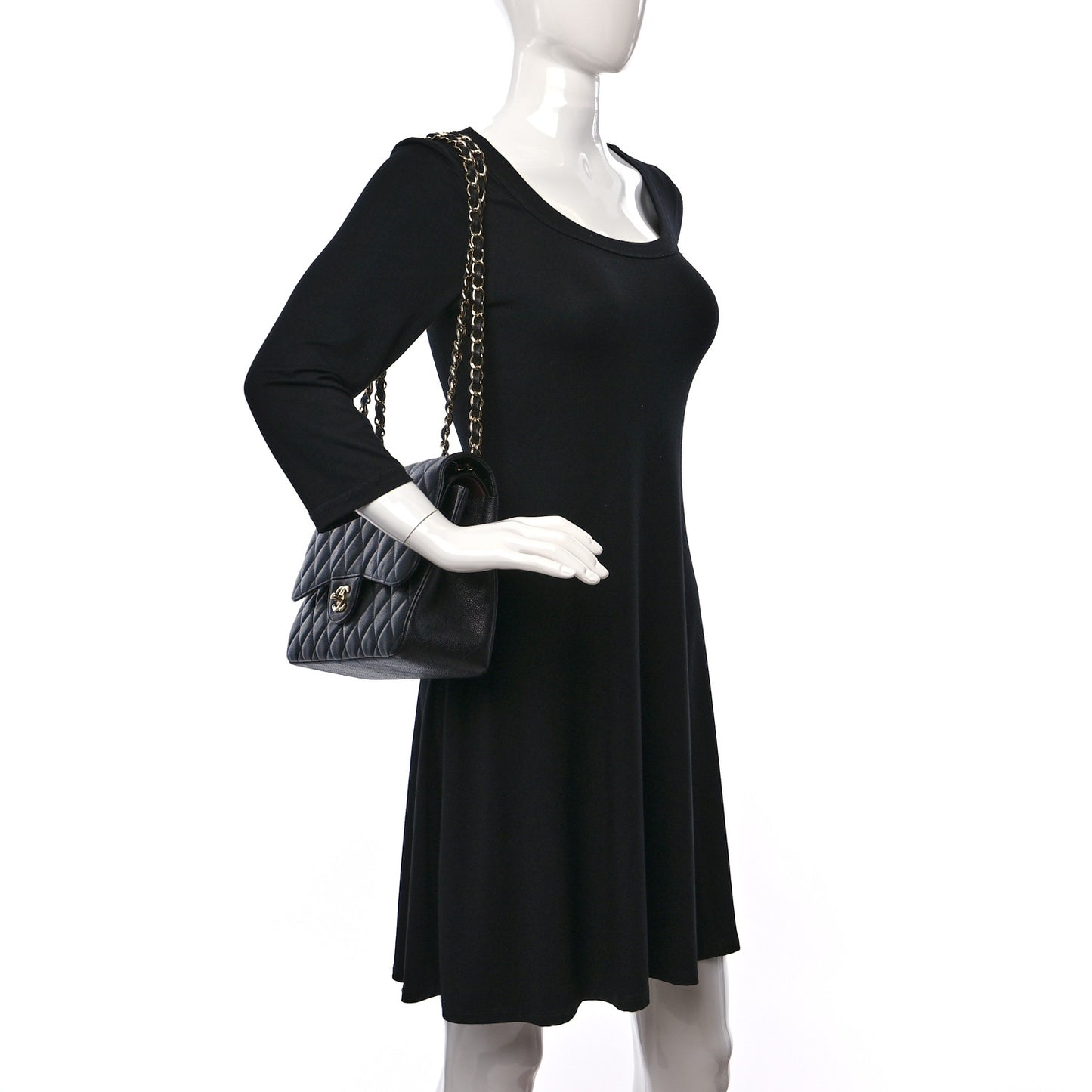 Caviar Quilted Jumbo Double Flap Black