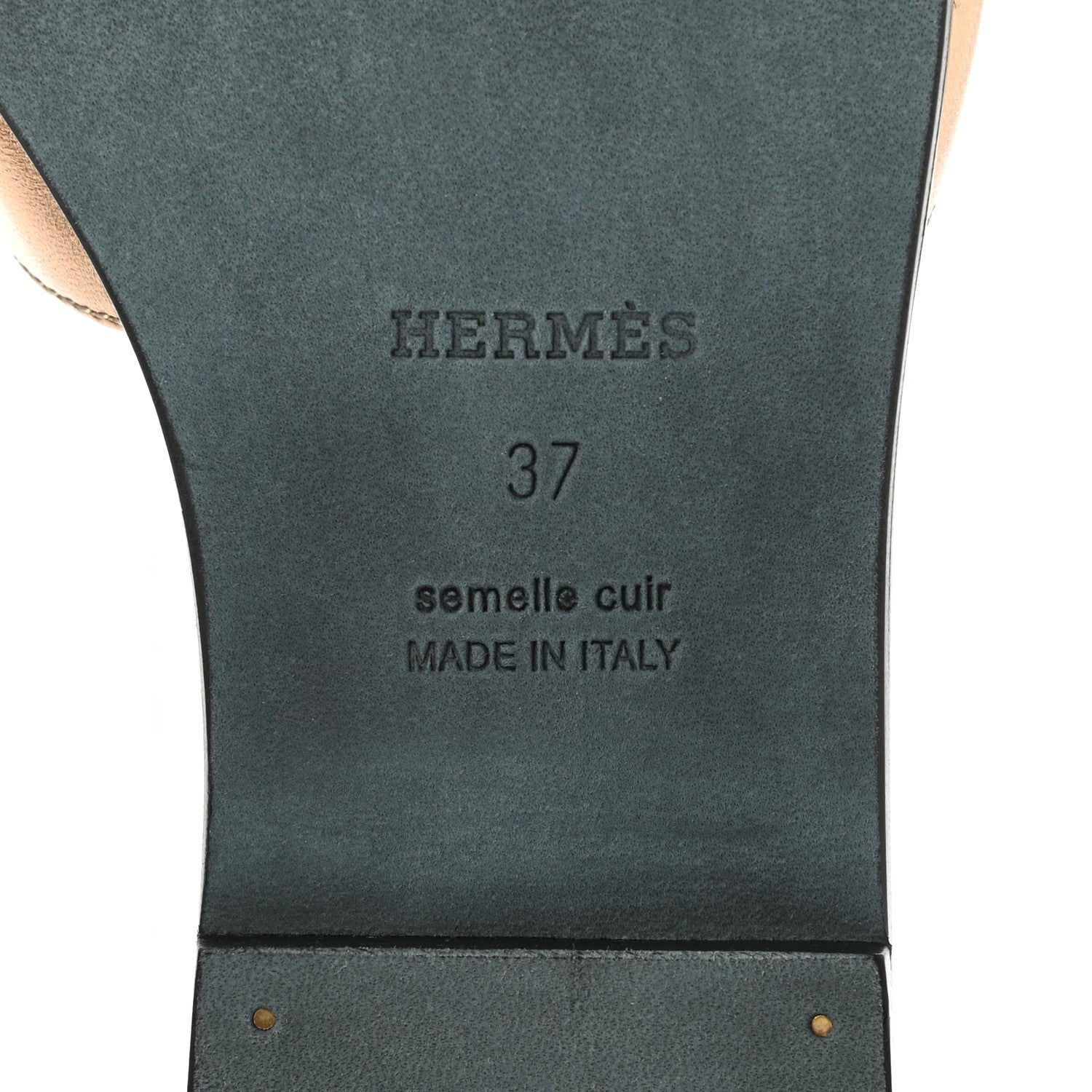 Hermes Metallic Nappa Oran Sandals 37 Vert Bronze 6 of 8