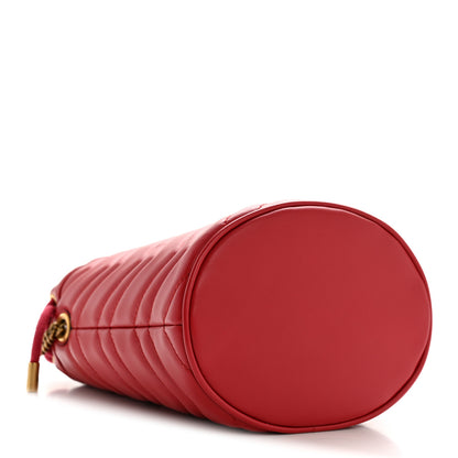 Gucci Calfskin Matelasse Mini GG Marmont 2.0 Bucket Bag Hibiscus Red 4 of 11