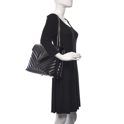 Saint Laurent Calfskin Y Quilted Monogram Large Loulou Chain Satchel Black 2 of 11