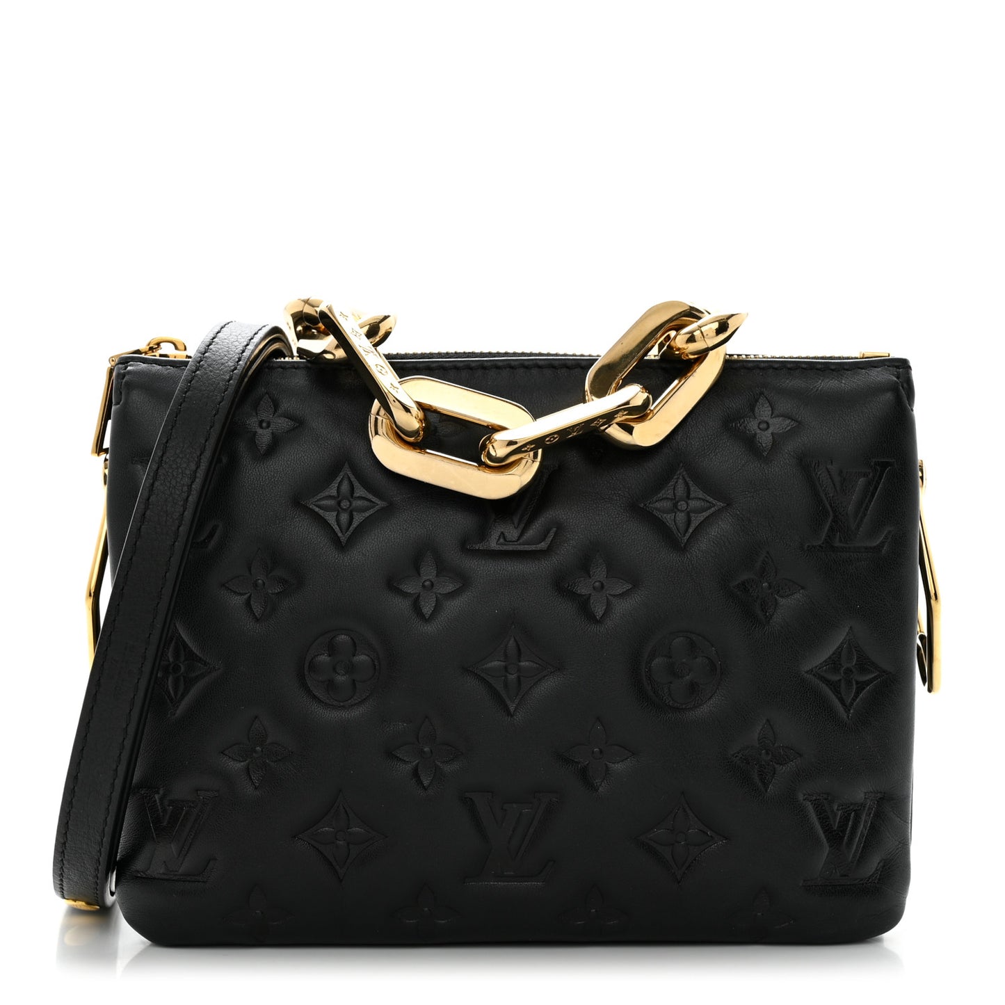 Lambskin Embossed Monogram Coussin BB Black
