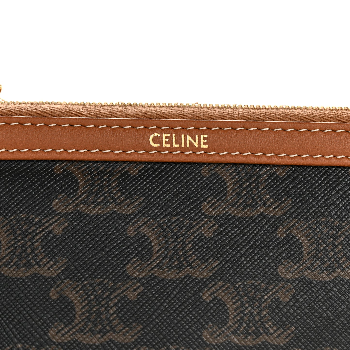 Triomphe Canvas Lambskin Clutch On Chain Tan