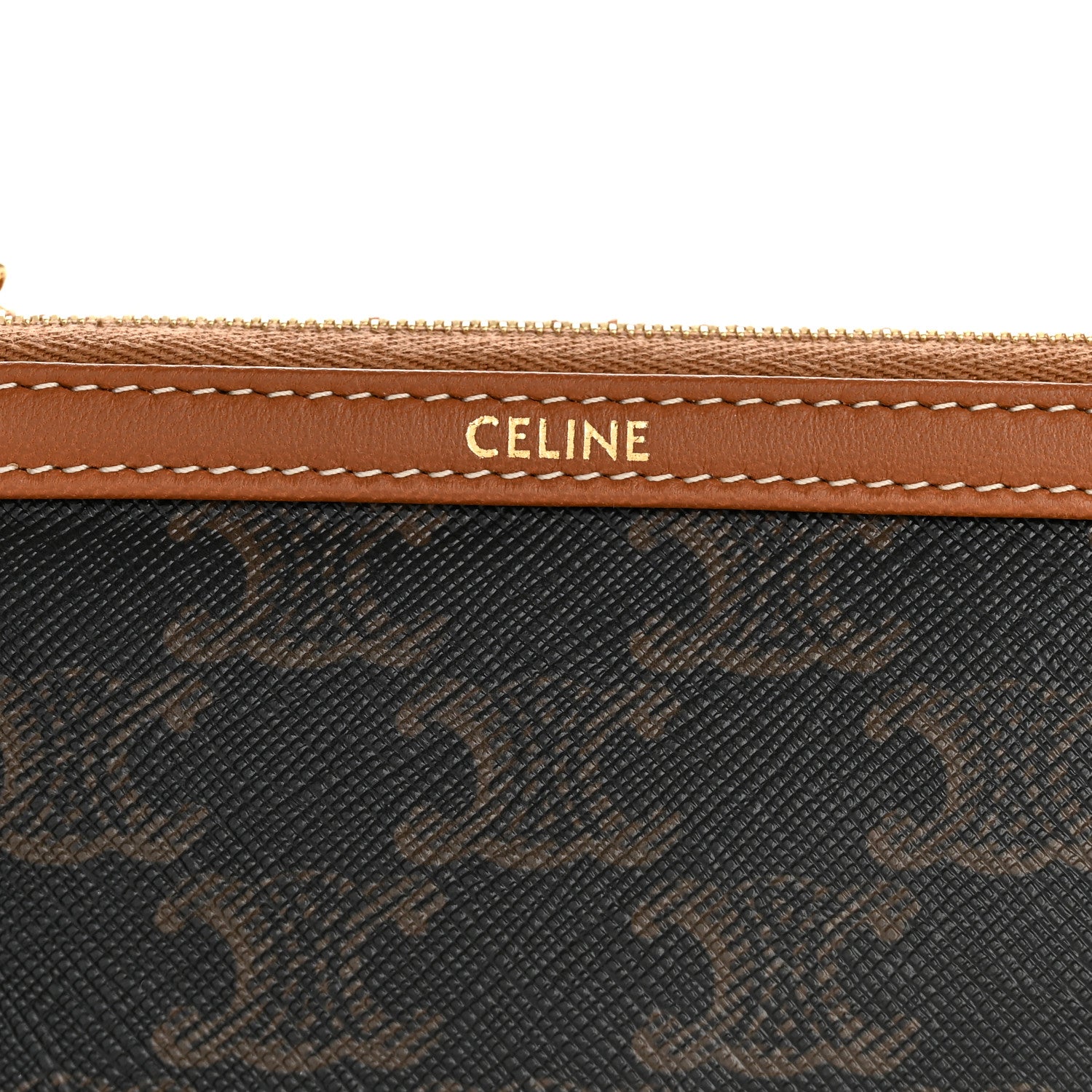 Celine Triomphe Canvas Lambskin Clutch On Chain Tan 6 of 12