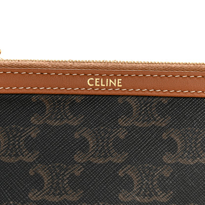 Celine Triomphe Canvas Lambskin Clutch On Chain Tan 6 of 12