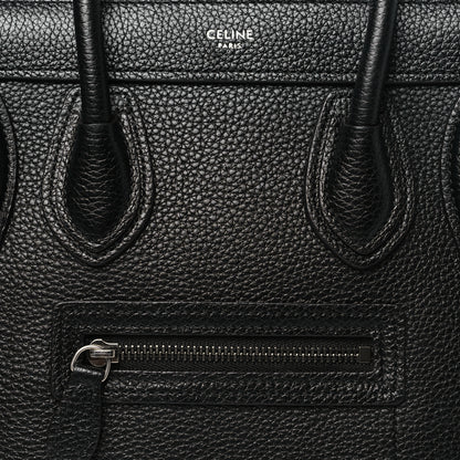 Celine Drummed Calfskin Nano Luggage Black 9 of 11
