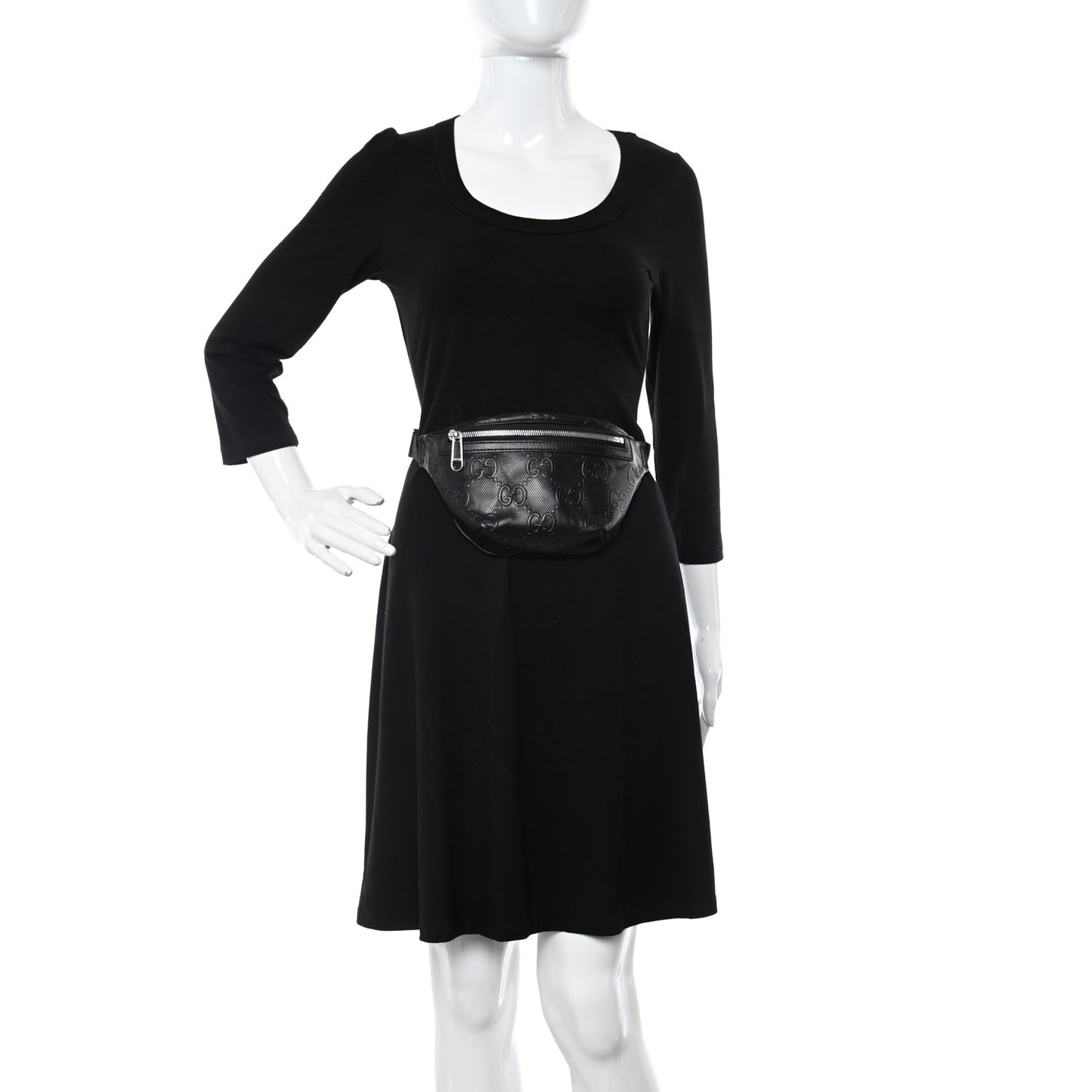 Calfskin GG Tennis Embossed Belt Bag Black