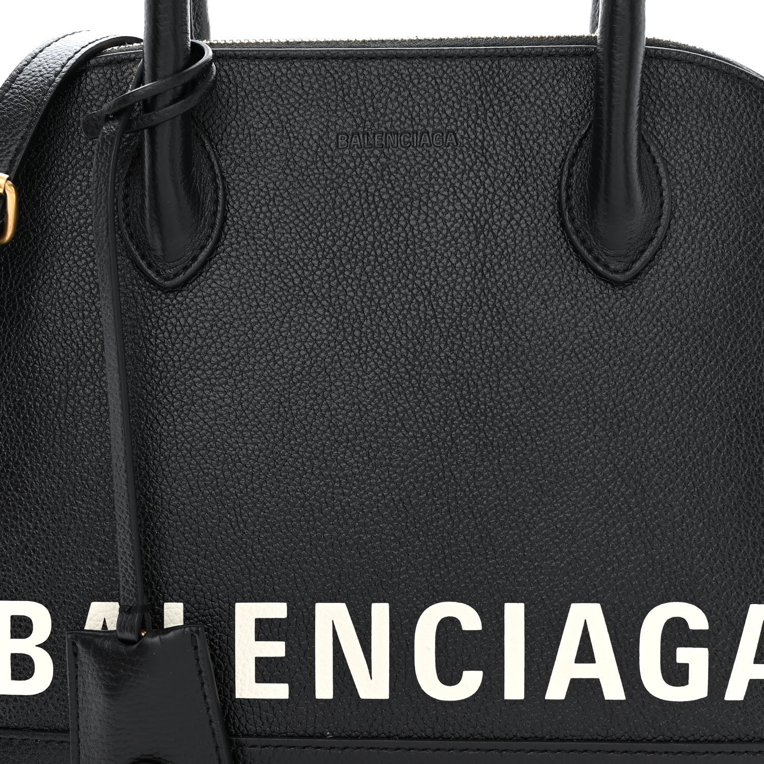 Balenciaga Grained Calfskin Logo S Ville Top Handle Bag Black White 8 of 11
