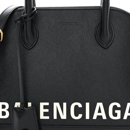 Balenciaga Grained Calfskin Logo S Ville Top Handle Bag Black White 8 of 11