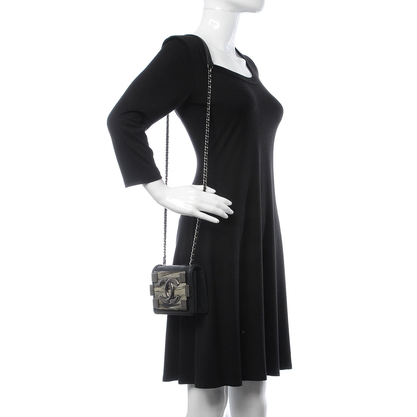 Iridescent Calfskin Marble Plexiglass Boy Brick Black