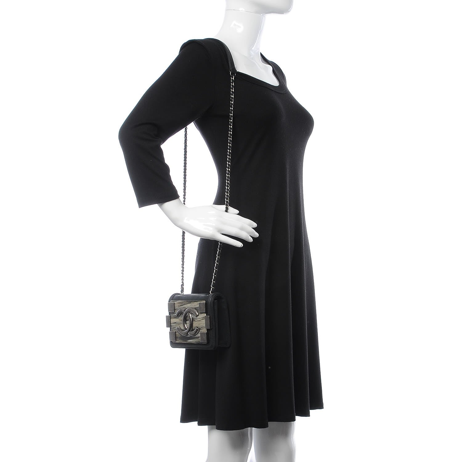 Chanel Iridescent Calfskin Marble Plexiglass Boy Brick Black 2 of 7