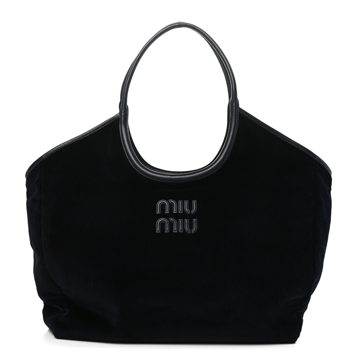 Corduroy Calfskin Large Ivy Tote Bag Navy