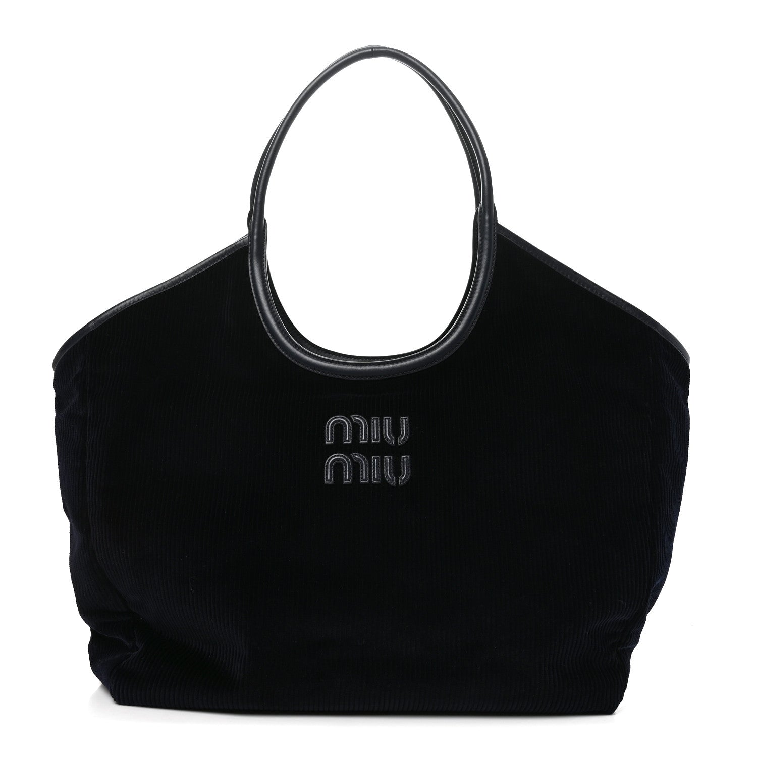 Miu Miu Corduroy Calfskin Large Ivy Tote Bag Navy 2 of 17