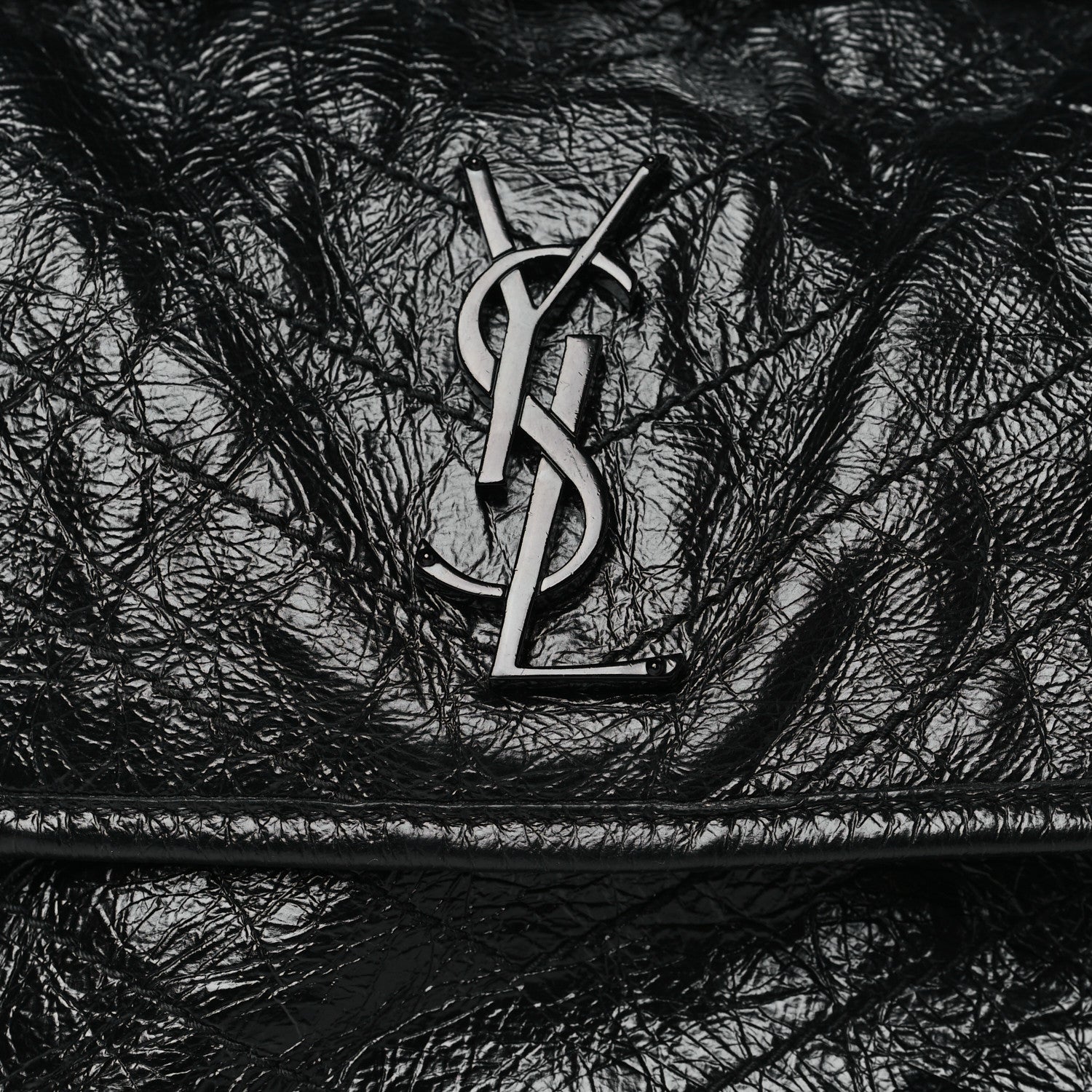 Saint Laurent Crinkled Calfskin Matelasse Monogram Medium Niki Chain Satchel Black 8 of 10