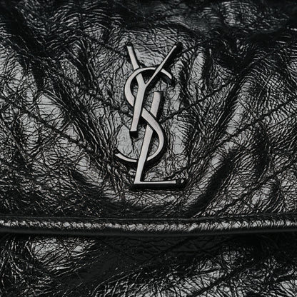 Saint Laurent Crinkled Calfskin Matelasse Monogram Medium Niki Chain Satchel Black 8 of 10