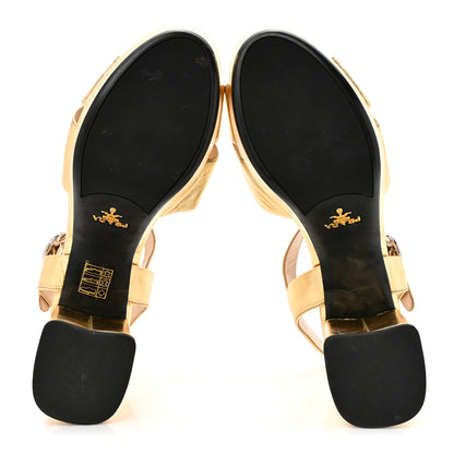 Prada Metallic Calfskin Slingback Pumps 38 Gold 6 of 13